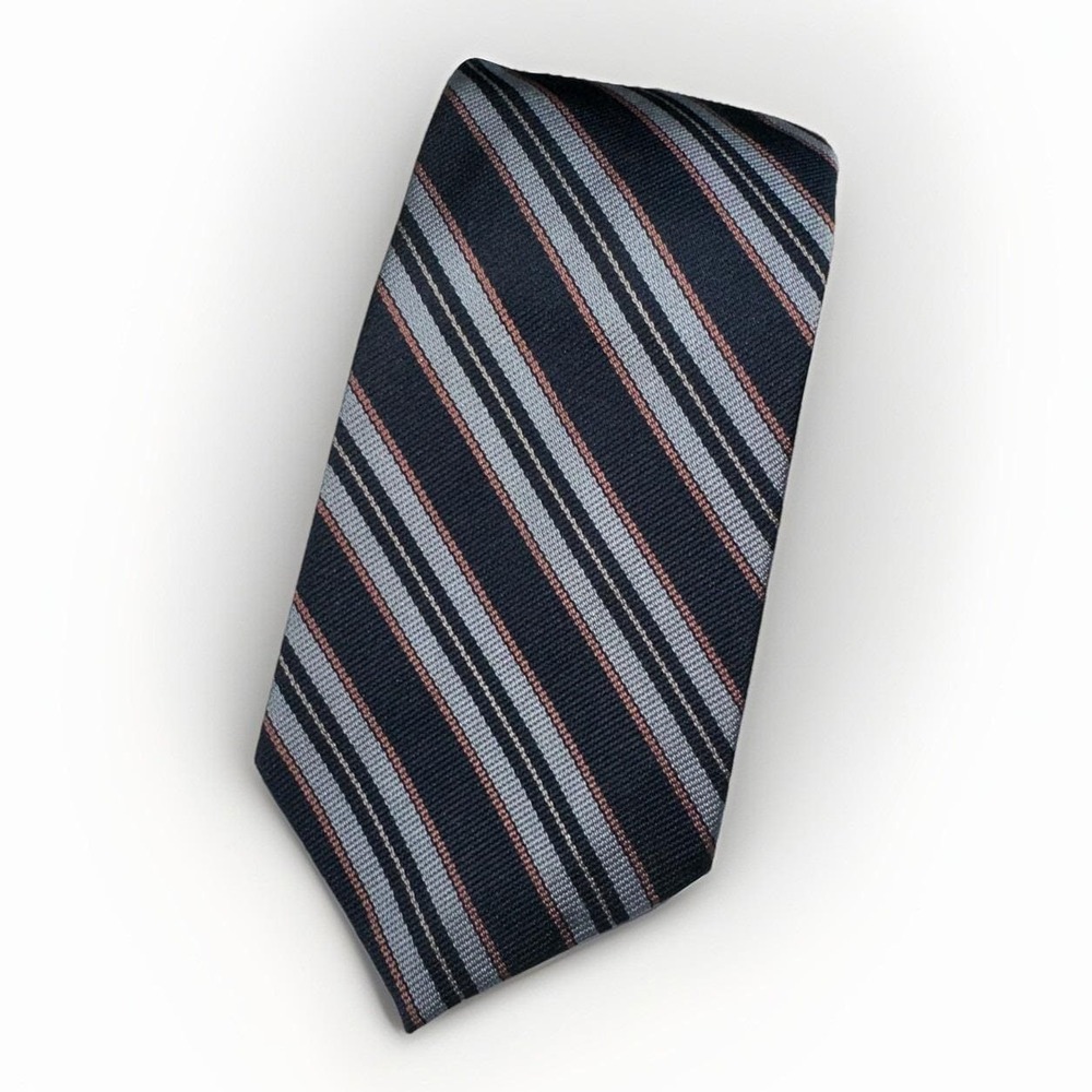 Vintage Balmain Paris Men's Neck‎ Tie Navy Blue Classic Diagonal Stripe Tie 55"